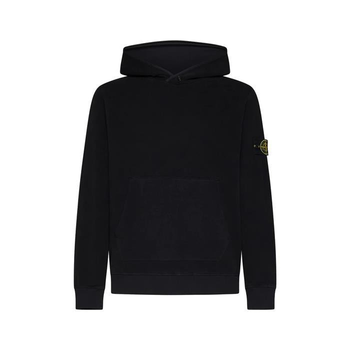 STONE ISLAND Black Logo Patch Hoodie Sweatshirt 791561252 V0029