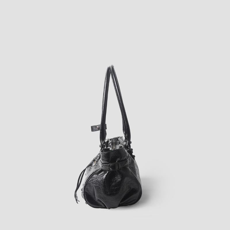 BALENCIAGA Le City East-West Shoulder Bag Black Leather