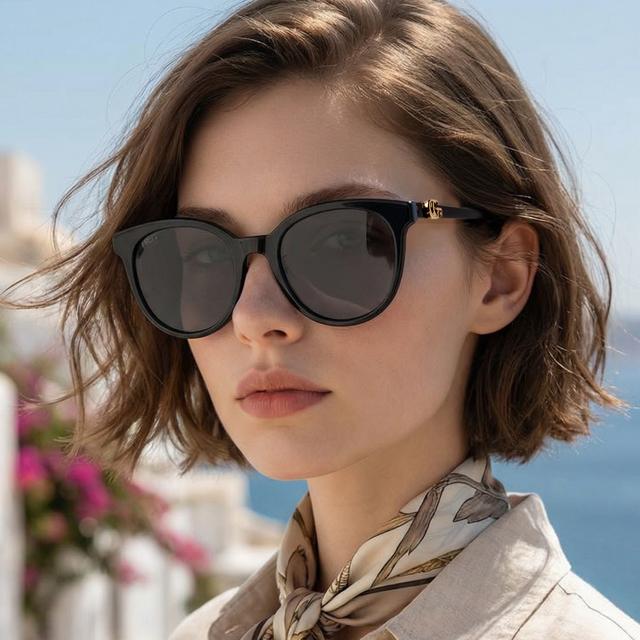 GUCCI Black Acetate Asian Fit Unisex Sunglasses