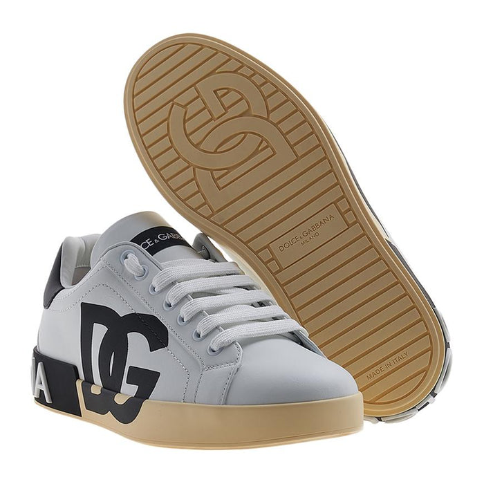 D&G Logo Low-Top Sneakers Men’s White Leather Shoes