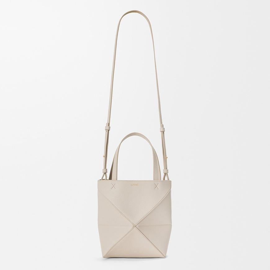 LOEWE Mini Puzzle Fold Tote Bag Leather Brown Women’s
