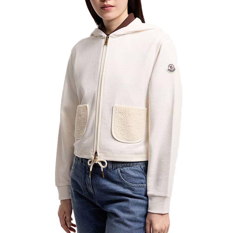Moncler White Patch Logo Hooded Zip-Up Jacket 8G00005 89A8F 034