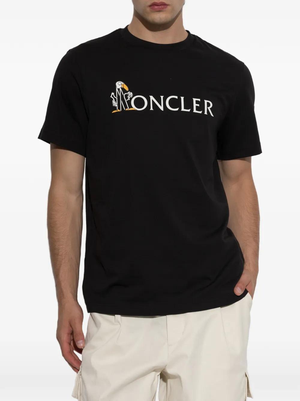 Moncler Black Cotton Short Sleeve T-Shirt for Men