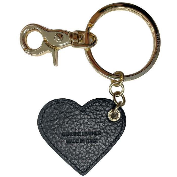 Vivienne Westwood ORB Logo Heart Grain Leather Keyring Black