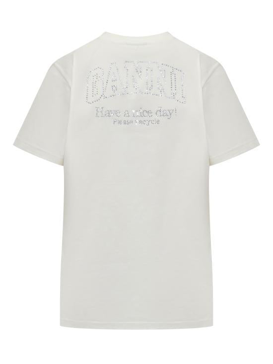 GANNI Short Sleeve T-Shirt T3946135 EGRET DOM