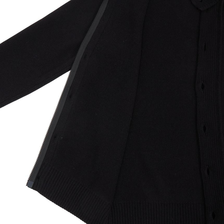 STONE ISLAND Black Zip-Up Knit Cardigan for Men