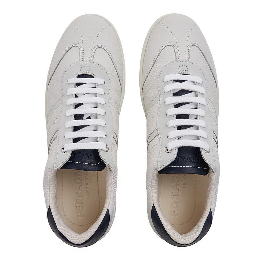 Ferragamo Men’s Signature Low-Top Sneakers ACHILLE 1 BIANCO OTTIC CALF 0763468