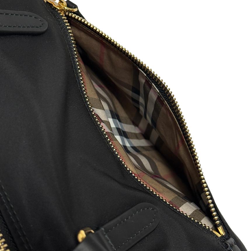 BURBERRY Black Nylon Tote Shoulder Bag with Lettering Logo 81092721