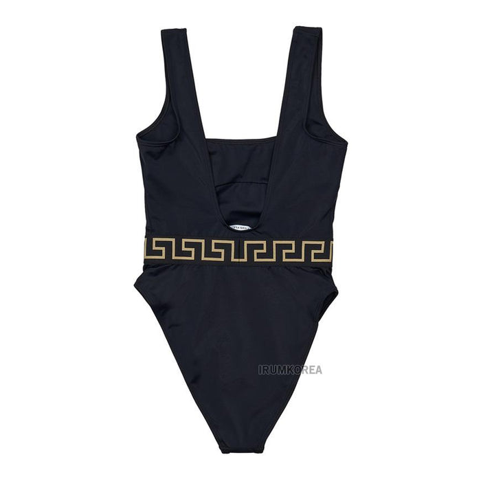 Versace Womens Sleeveless One-Piece Swimsuit Black