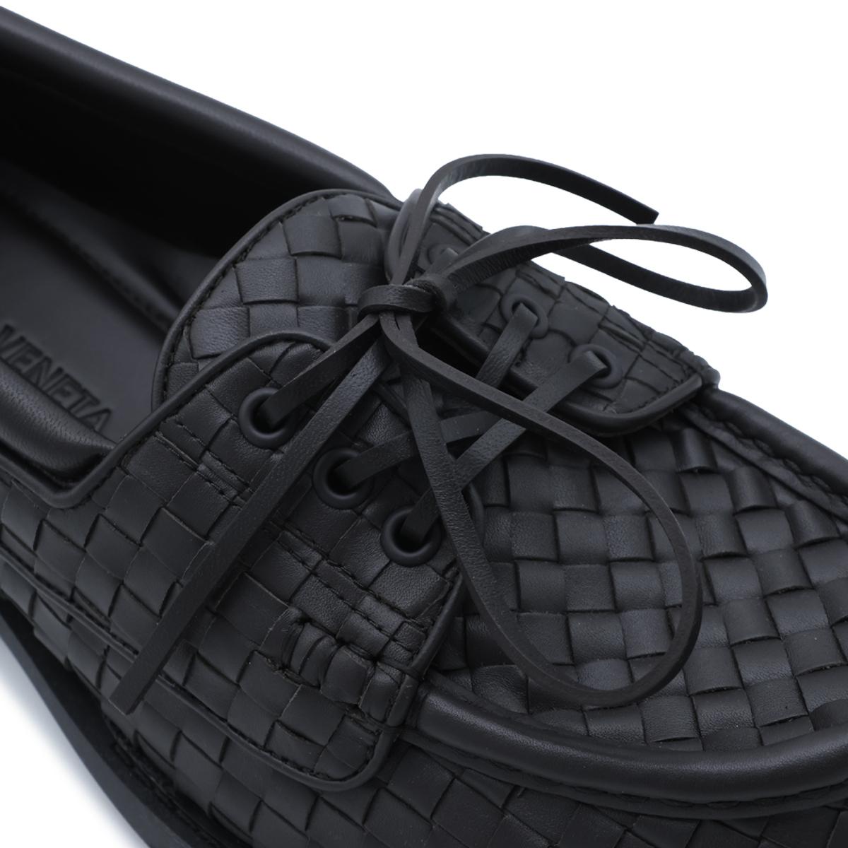 Bottega Veneta Black Leather Oxford Shoes