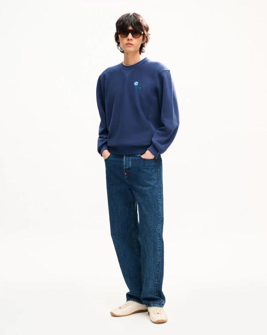 KENZO Long Sleeve Sweatshirt for Men FG6 5SW275 4MJ 79 BLUE BLACK DOM