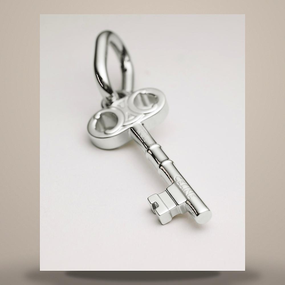 CELINE Alphabet Charm T Letter Rhodium-Finish Brass Silver Keyrin B10FE4V75 36SI