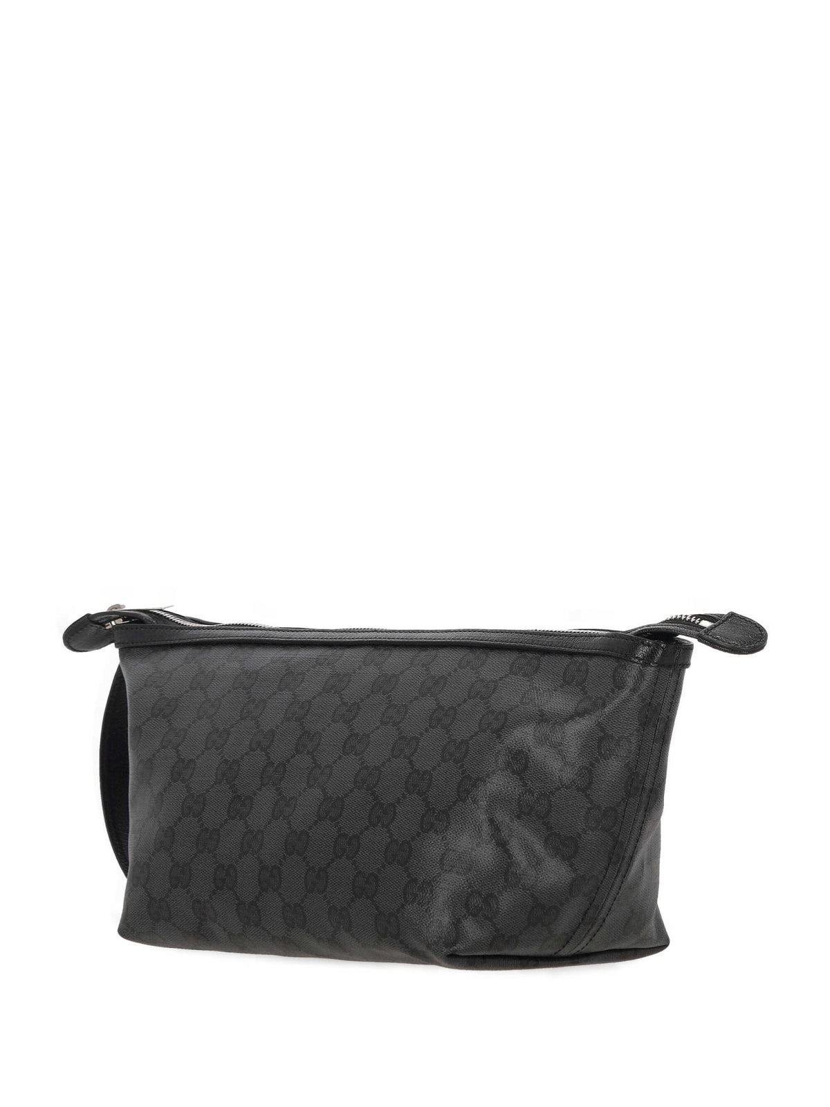 GUCCI Black Leather Zip Clutch Bag