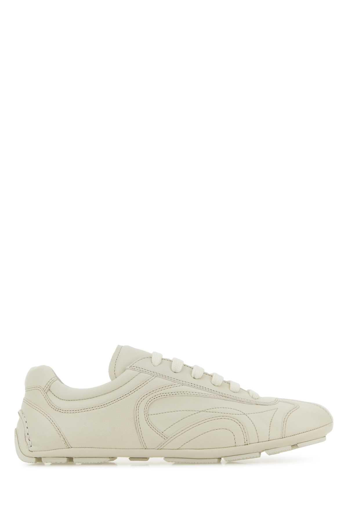 PRADA White Leather Low Top Sneakers