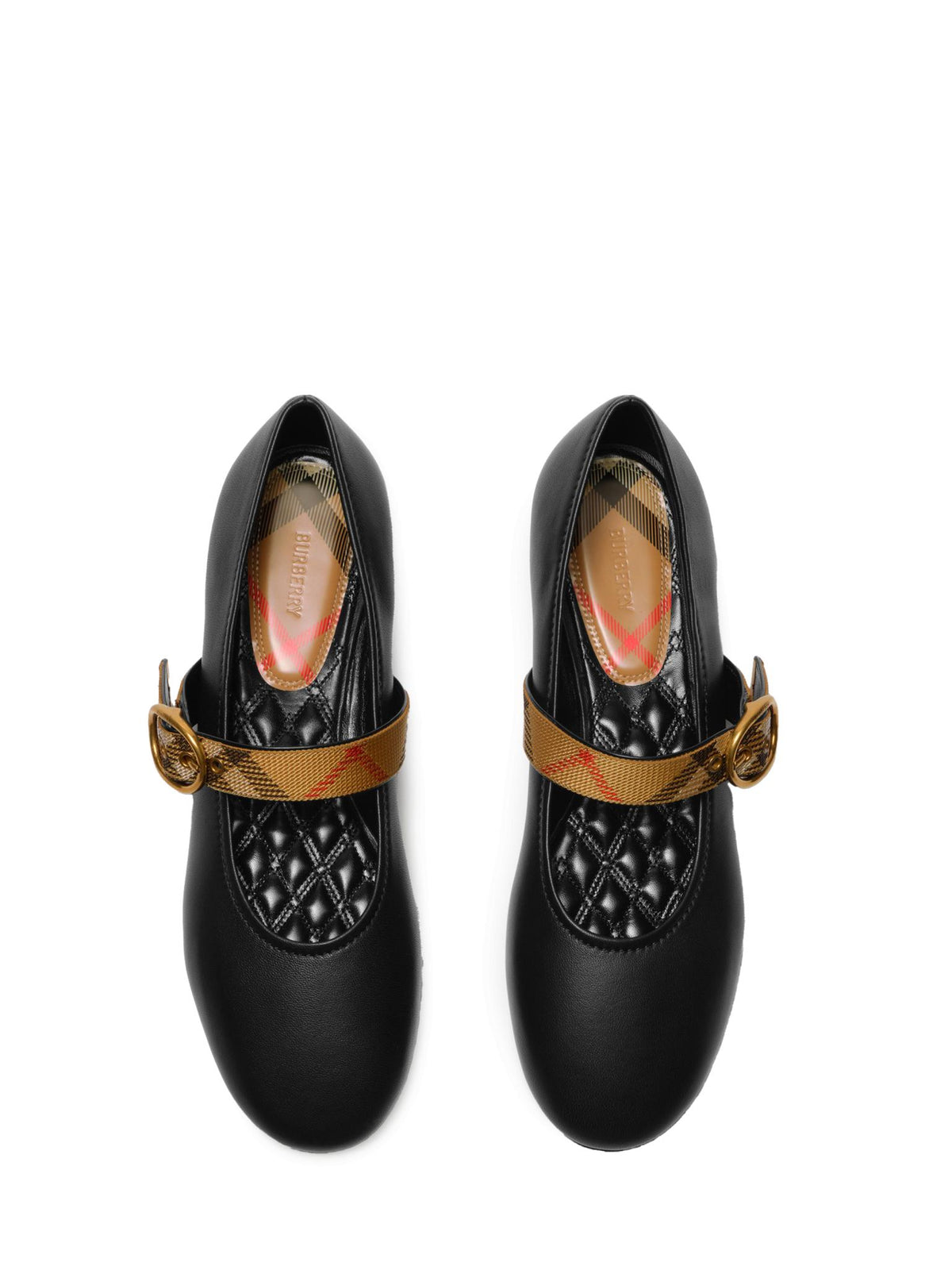 BURBERRY Black Leather Flat Shoes