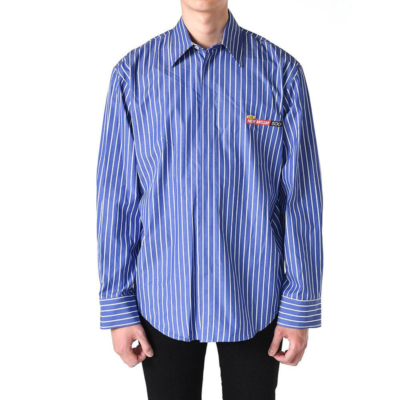 MSGM New Stripe Long Sleeve Shirt Blue