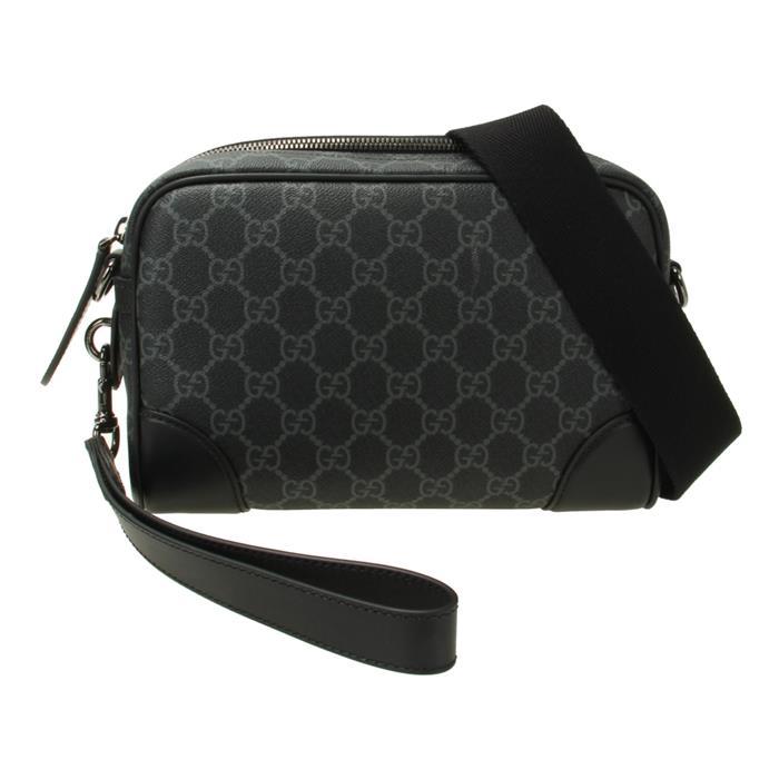 GUCCI GG Emblem Small Crossbody Bag Black Leather