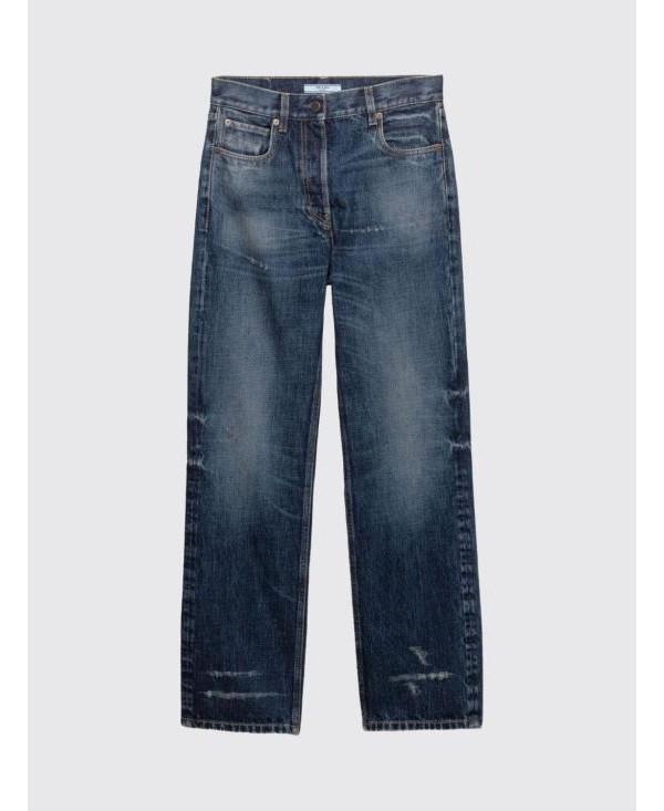 PRADA Straight Leg Washed Denim Jeans GFP544 1631 F0008