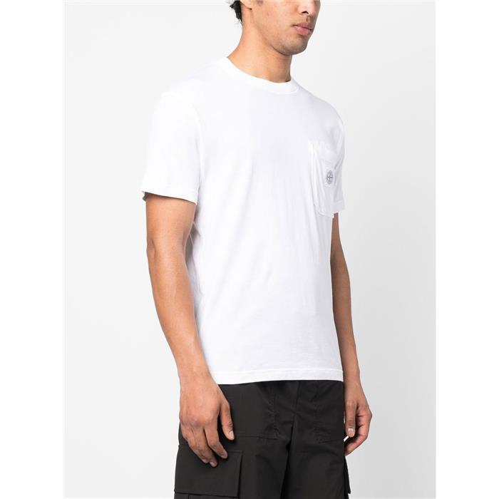 STONE ISLAND PISATO EFFECT POCKET LOGO SHORT SLEEVE T-SHIRT