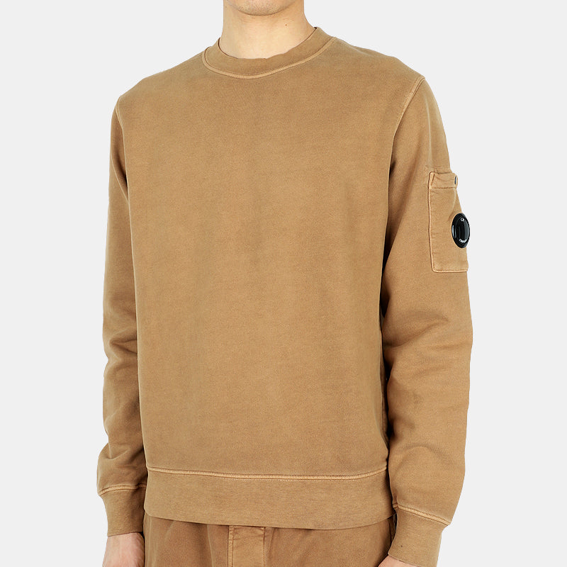 CP Company Brushed Washed Bronze Lens Badge Mens Sweatshirt