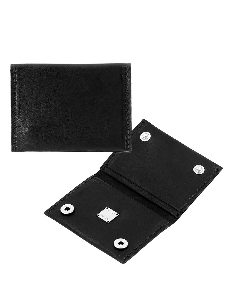 GUIDI Men's Black Leather Card Holder