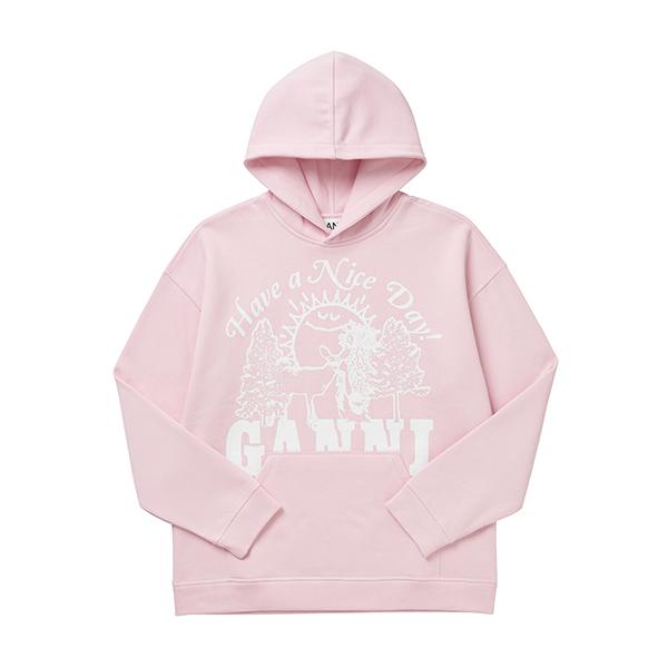GANNI Bunny Logo Hooded Sweatshirt Women’s Hoodie Gray