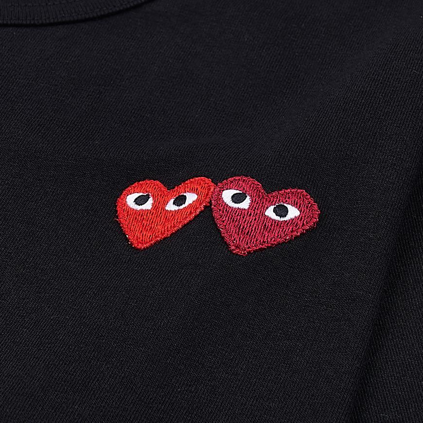 Comme des Garcons Unisex Double Heart Patch T-Shirt AZ T226 051 BLACK