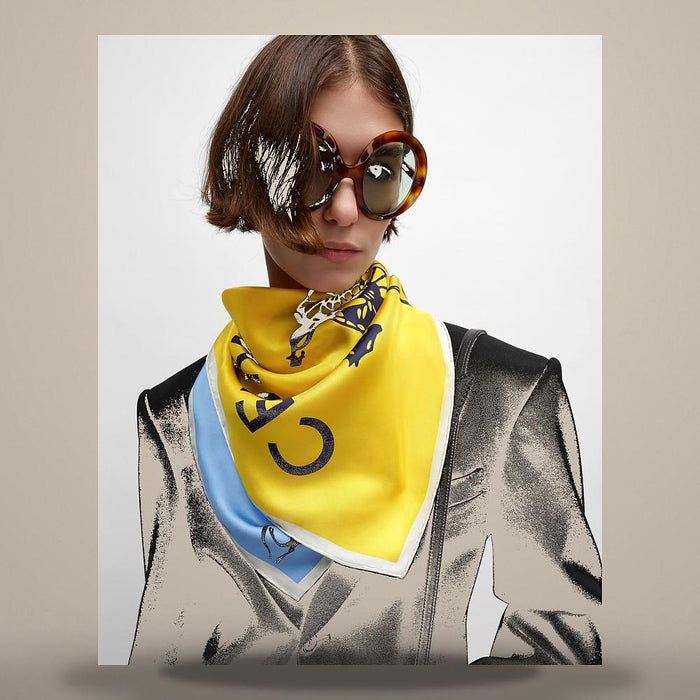 CELINE Square Silk Twill Scarf Blue Red 2AW902R92 29BR