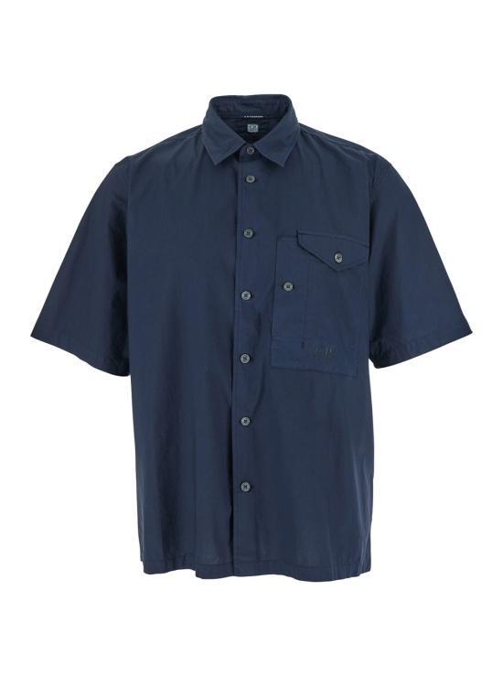 CP Company Poplin Short Sleeve Shirt for Men Navy