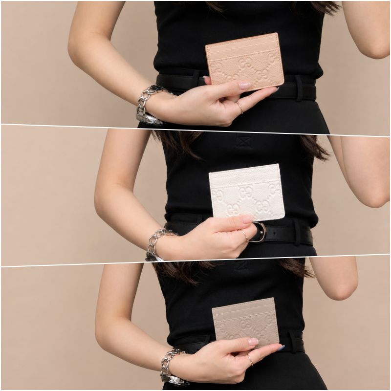 GUCCI GG Emblem Leather Card Case Wallet