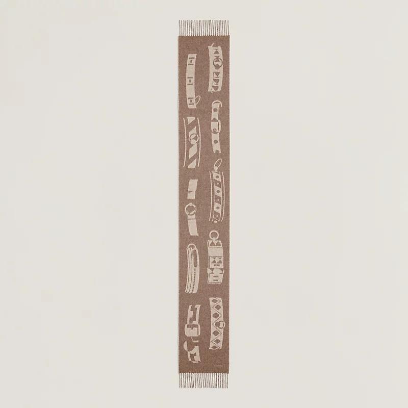 HERMES Beige Cashmere Colliers de Chiens Scarf