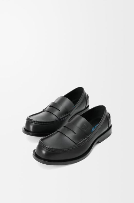 LOEWE Shiny Calfskin Loafers Black Men’s Shoes