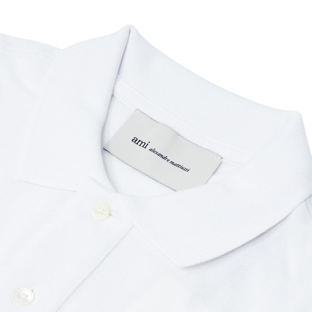 AMI Small Heart Logo Unisex Short Sleeve Polo Shirt White