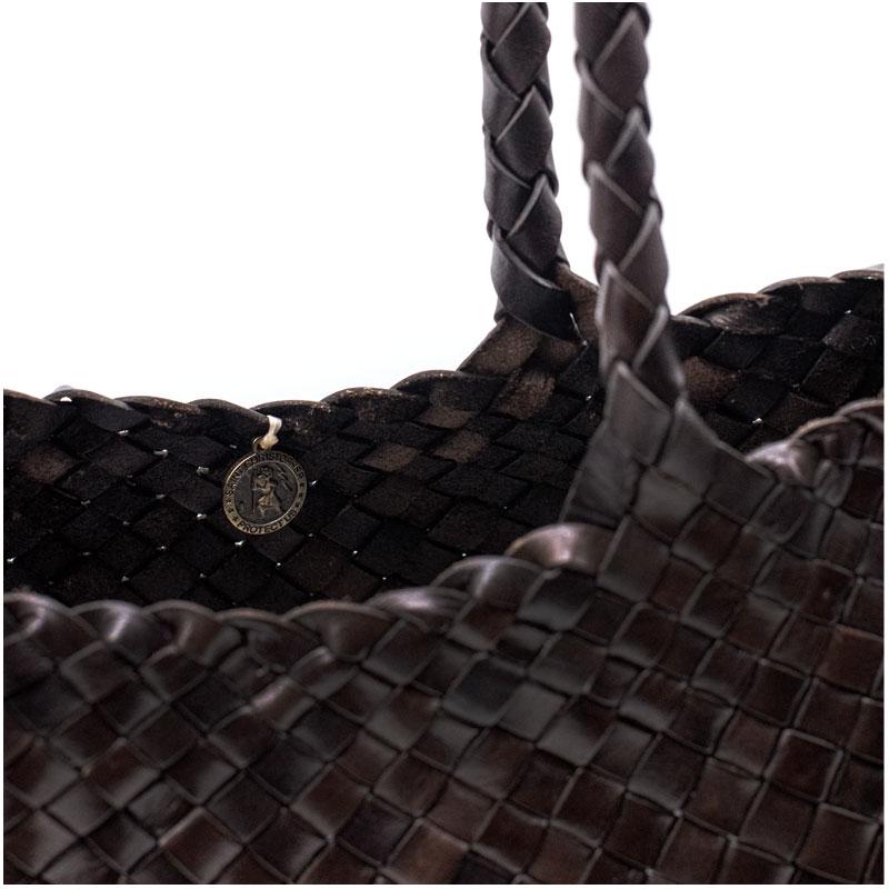 Dragon Diffusion Dark Brown Leather Santa Croce Big Tote Bag