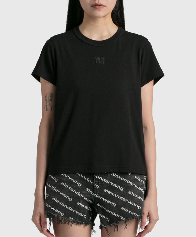 ALEXANDER WANG Essential Jersey Logo Print Short Sleeve T-Shirt 4CC3221358