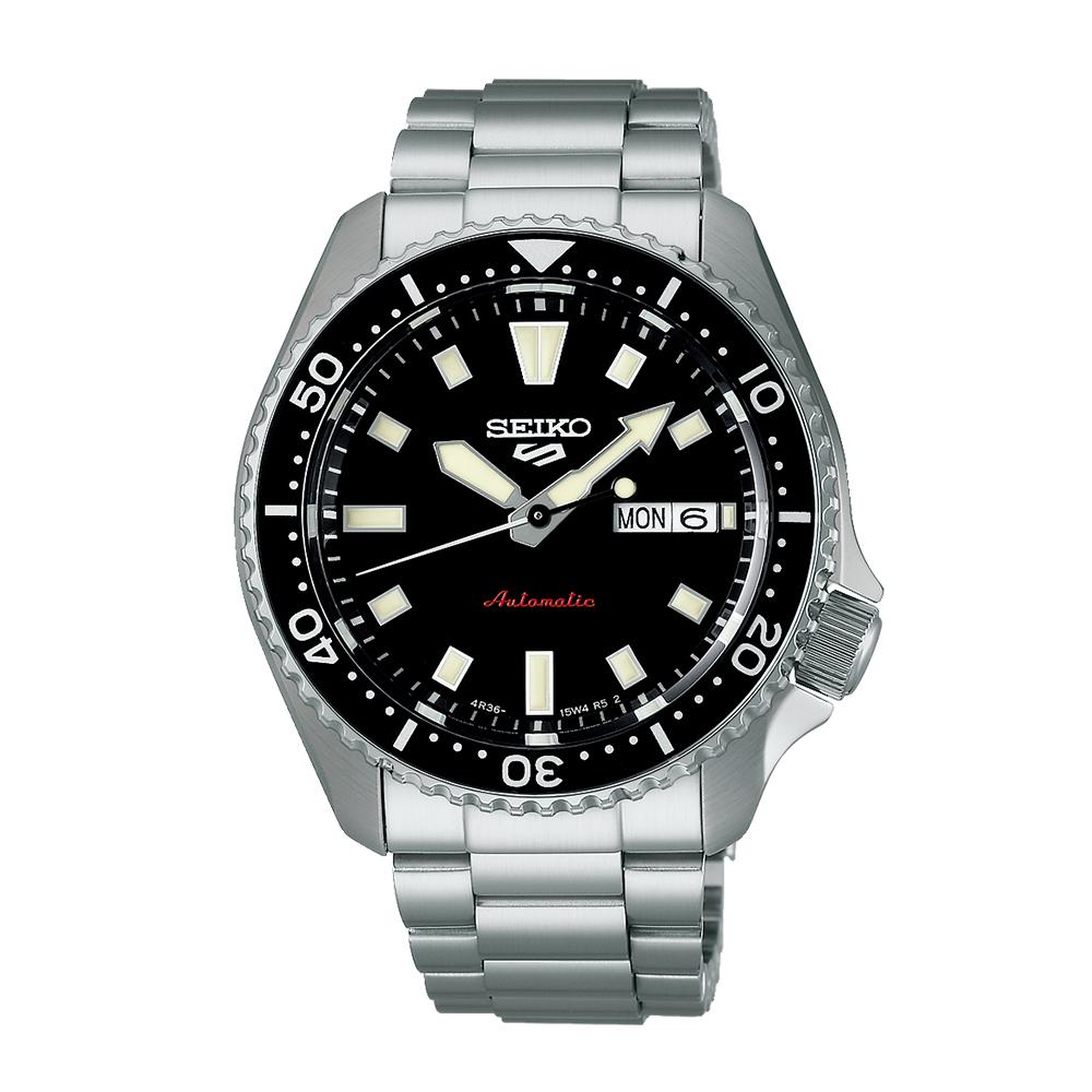 Seiko Silver Black Stainless Steel Men’s Sports Watch