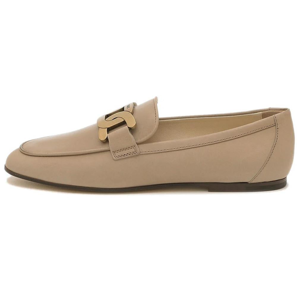 Tods Gold Chain Logo Leather Loafers XXW79A0DD00NF5B006