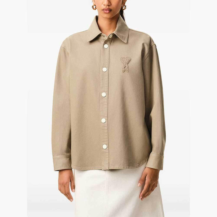 AMI Cotton Knit Ami de Coeur Overshirt Men’s Long Sleeve Shirt