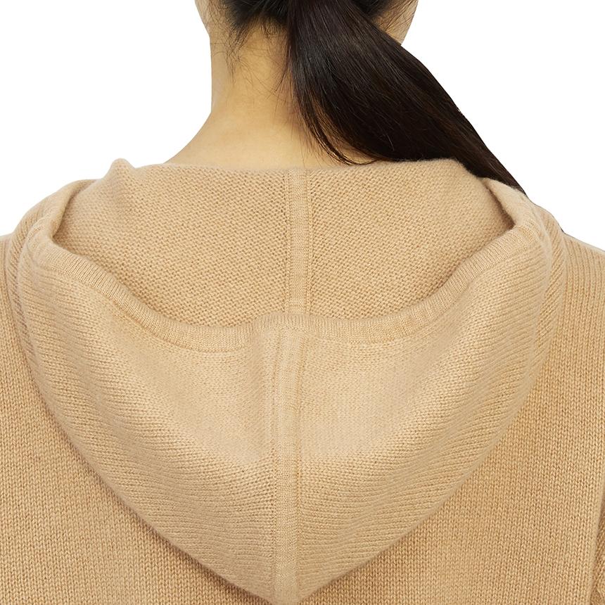 SPORTY&RICH Camel Hooded Knit Sweater for Women