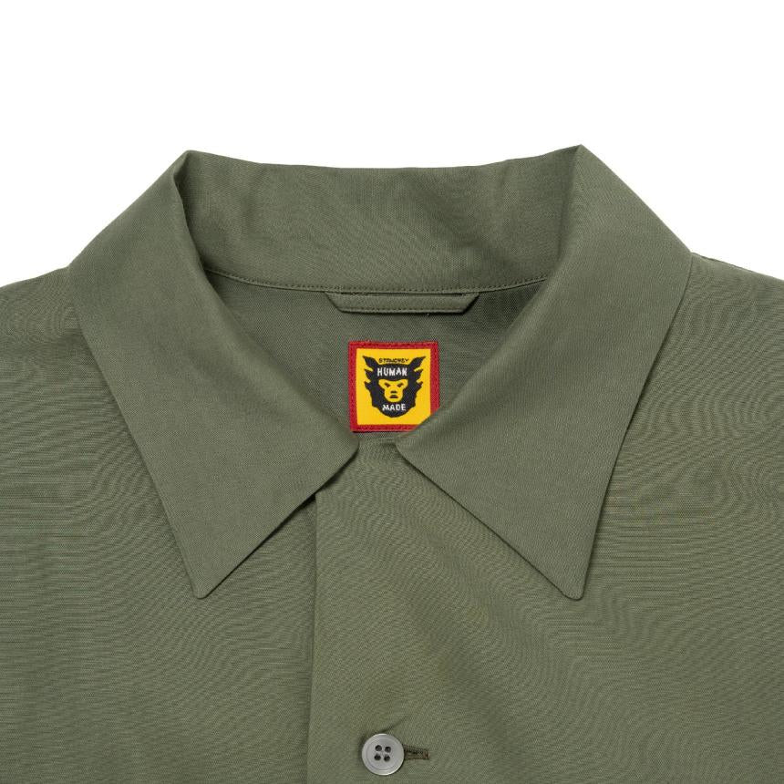 Humanmade Green Olive Khaki Open Collar Long Sleeve Shirt Men’s 2XL HM27SH013