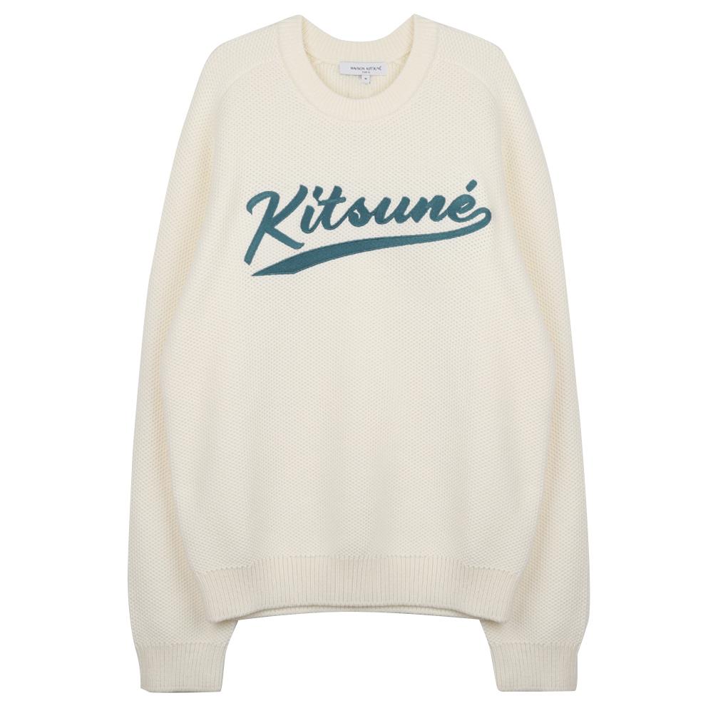 Maison Kitsune Varsity Embroidered Mesh Knit Sweater OM00808 KT1137 P204