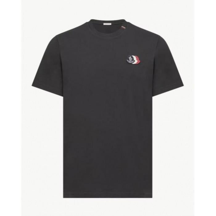 Moncler Men's Tri-Color Embroidered Logo Cotton T-Shirt