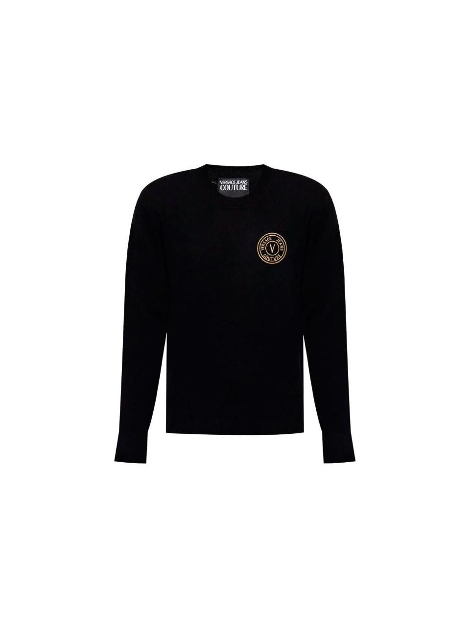 Versace V Emblem Cashmere Blend Crewneck Knit Sweater 78GAFM00 CM06H G89