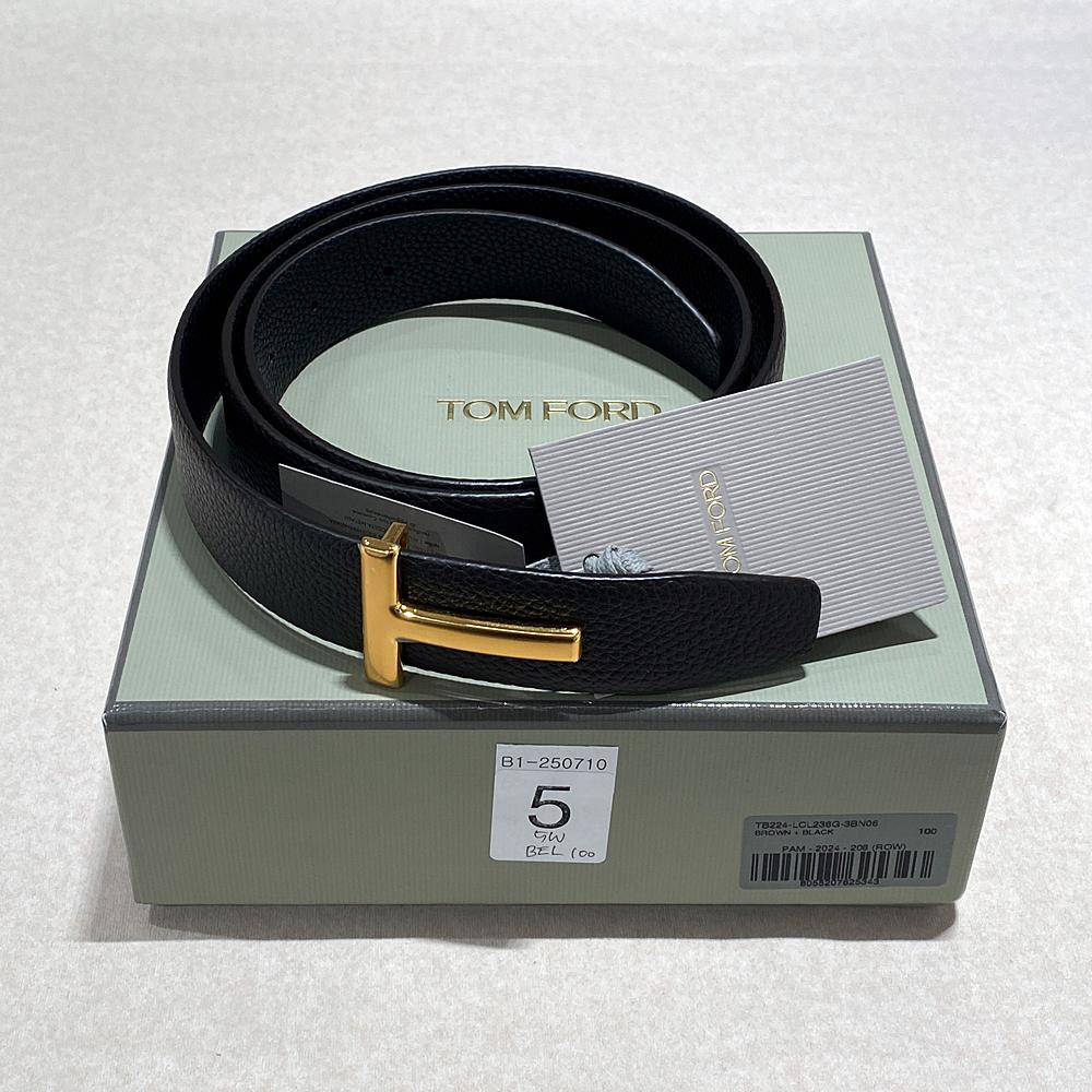 TOM FORD Men’s Reversible Leather T Buckle Belt Brown/Black
