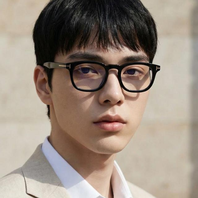 TOM FORD Blue Light Blocking Square Frame Glasses Asian Fit Acetate TF5930DB 001