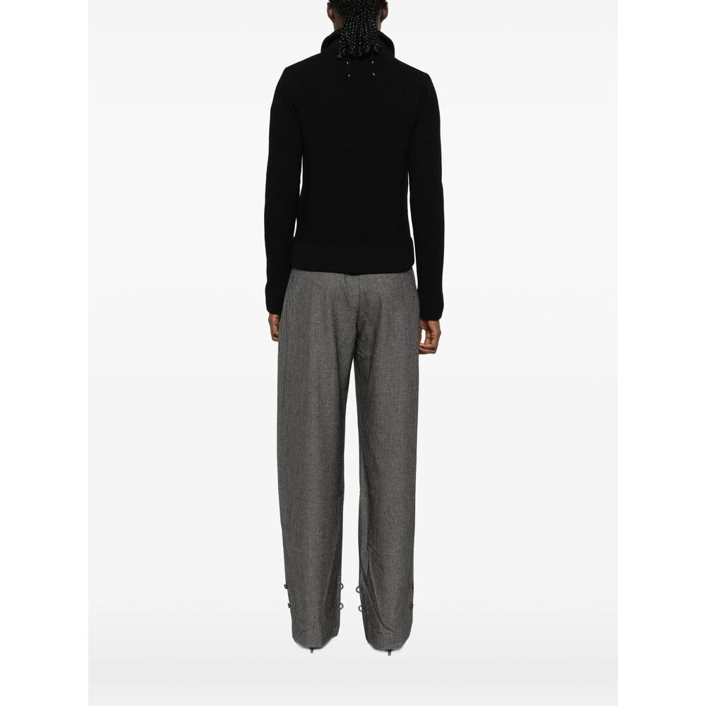 Maison Margiela Black Wool Zip-Up Knit Cardigan