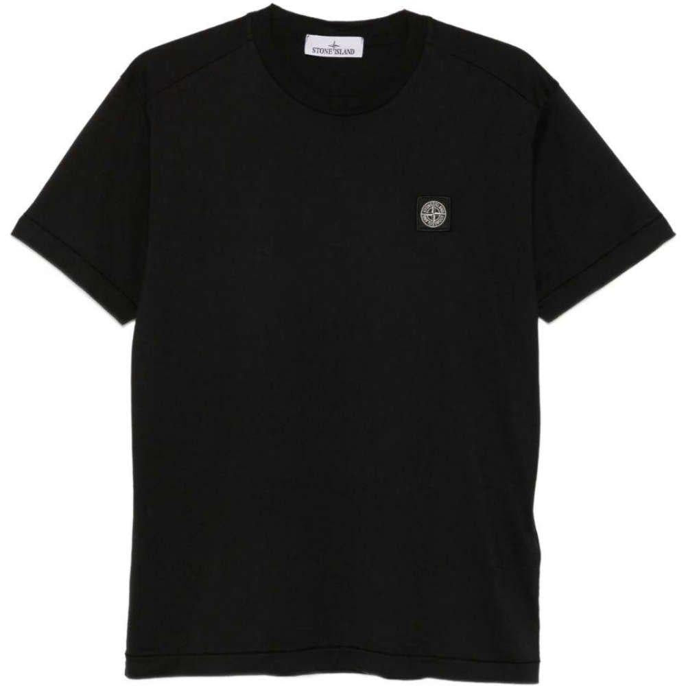 STONE ISLAND Black Logo Patch Short Sleeve T-Shirt