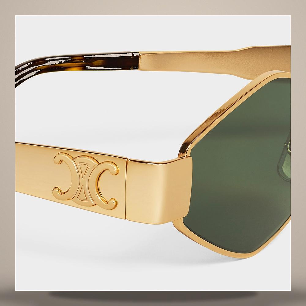 CELINE Triomphe 02 Metal Sunglasses Gold Green