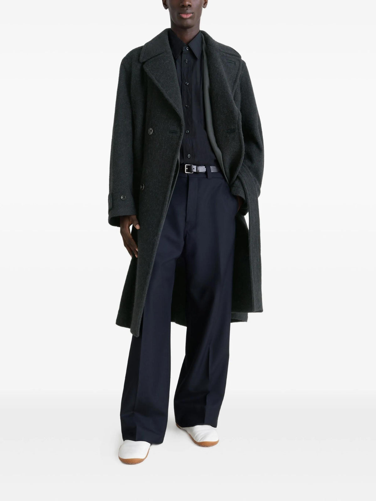 Lemaire Black Wool Alpaca Soft Coat