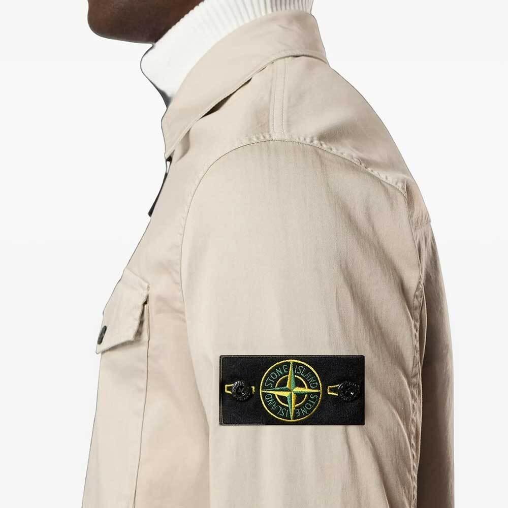 STONE ISLAND Stretch Organic Cotton Satin Zip Overshirt Jack 1200010 S0012 V0095
